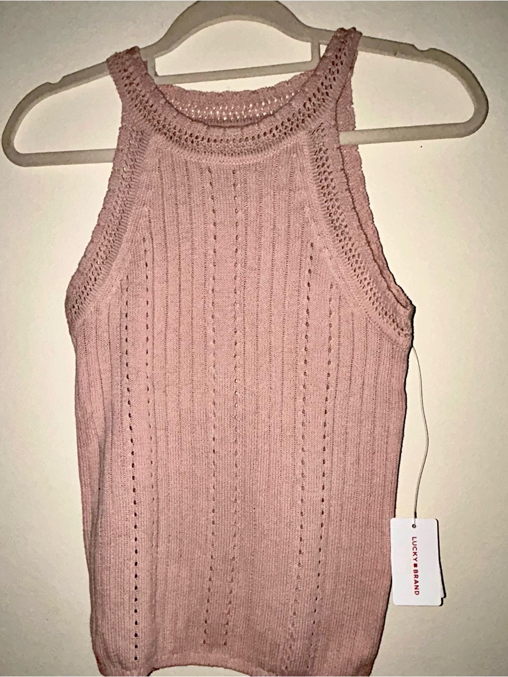 Lucky Brand Blush Pink Ribbed Halter Tank